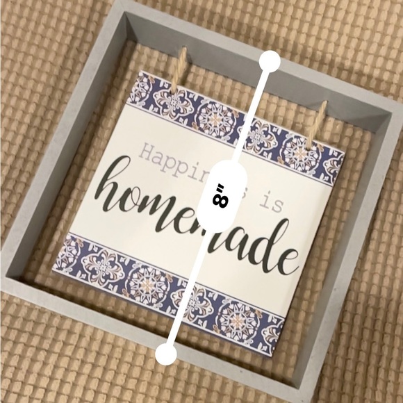 Grey Happiness is Homemade hanging sign 8” x 8” - Picture 4 of 4